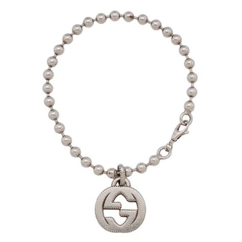 silver bracelet with interlocking g gucci|gucci sterling silver boule bracelet.